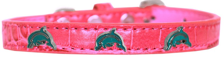 Dolphin Widget Croc Dog Collar Bright Pink Size 10